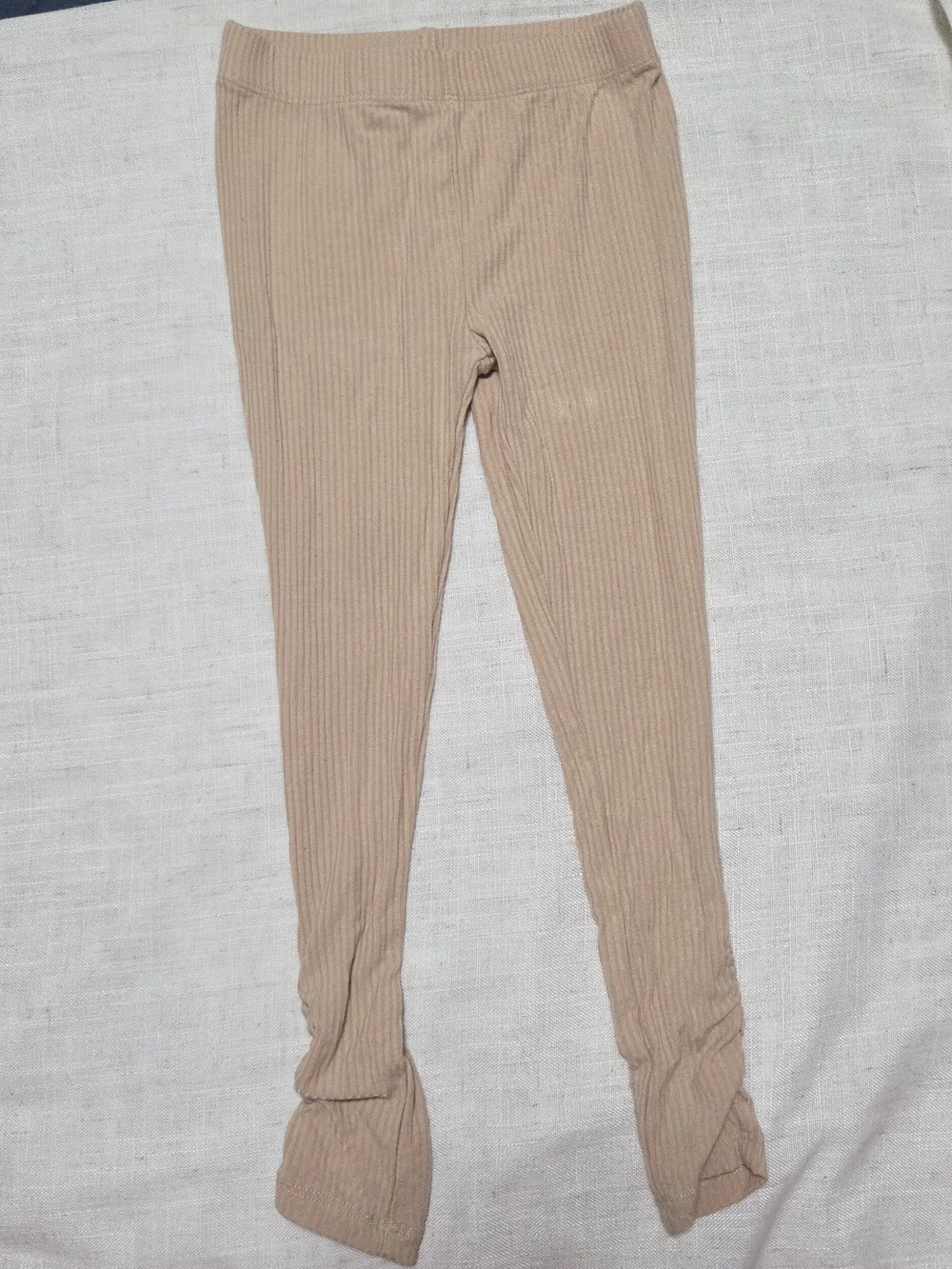Bums & Roses Kids Ribbed Leggings in Light Tan